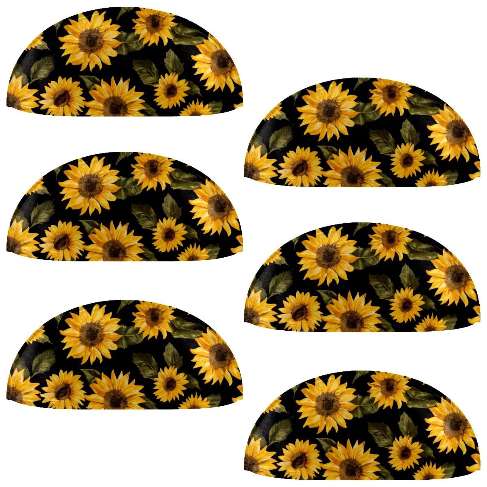 PhooArto 6 Pcs Cup Drawer Pulls, Beautiful Sunflower Pattern Shell Shape Handles Cabinet Knobs for Dresser Cupboard Closet Wardrobe with Screws