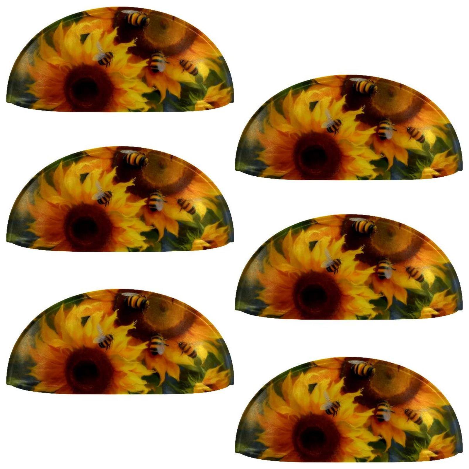 PhooArto 6 Pcs Cup Drawer Pulls, Bees and Boom Sunflower Shell Shape Handles Cabinet Knobs for Dresser Cupboard Closet Wardrobe with Screws