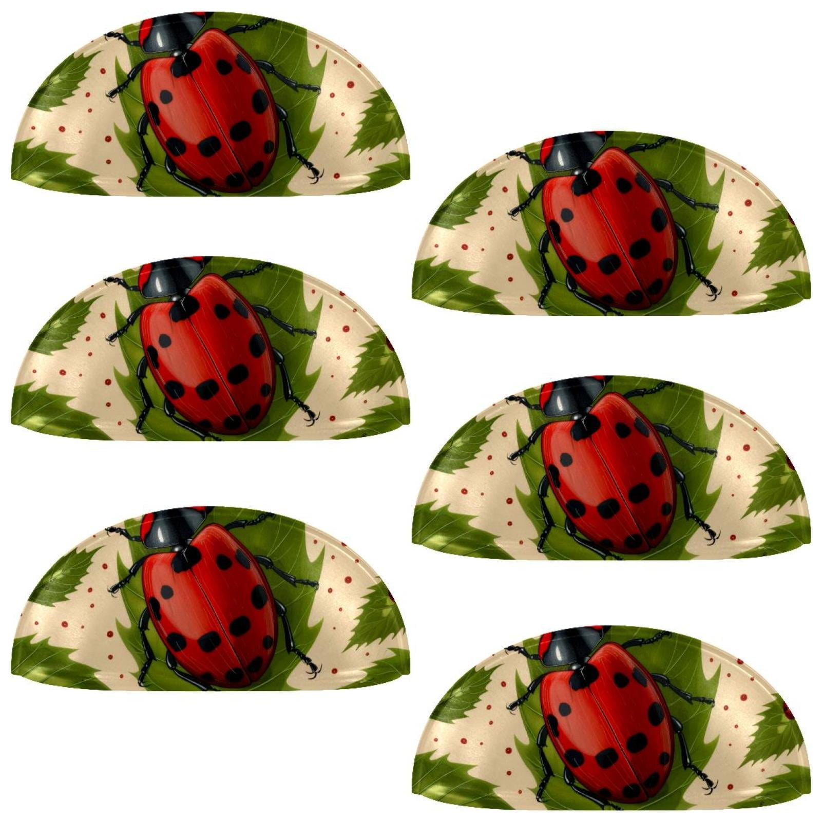 PhooArto 6 Pcs Cup Drawer Pulls, Beetle Ladybug Leaves Shell Shape Handles Cabinet Knobs for Dresser Cupboard Closet Wardrobe with Screws