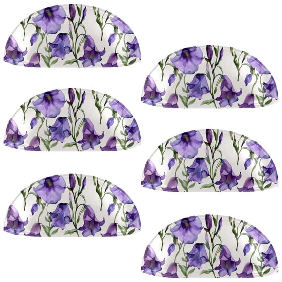 PhooArto 6 Pcs Cup Drawer Pulls, Bell Flowers Purple Pattern Shell Shape Handles Cabinet Knobs for Dresser Cupboard Closet Wardrobe with Screws