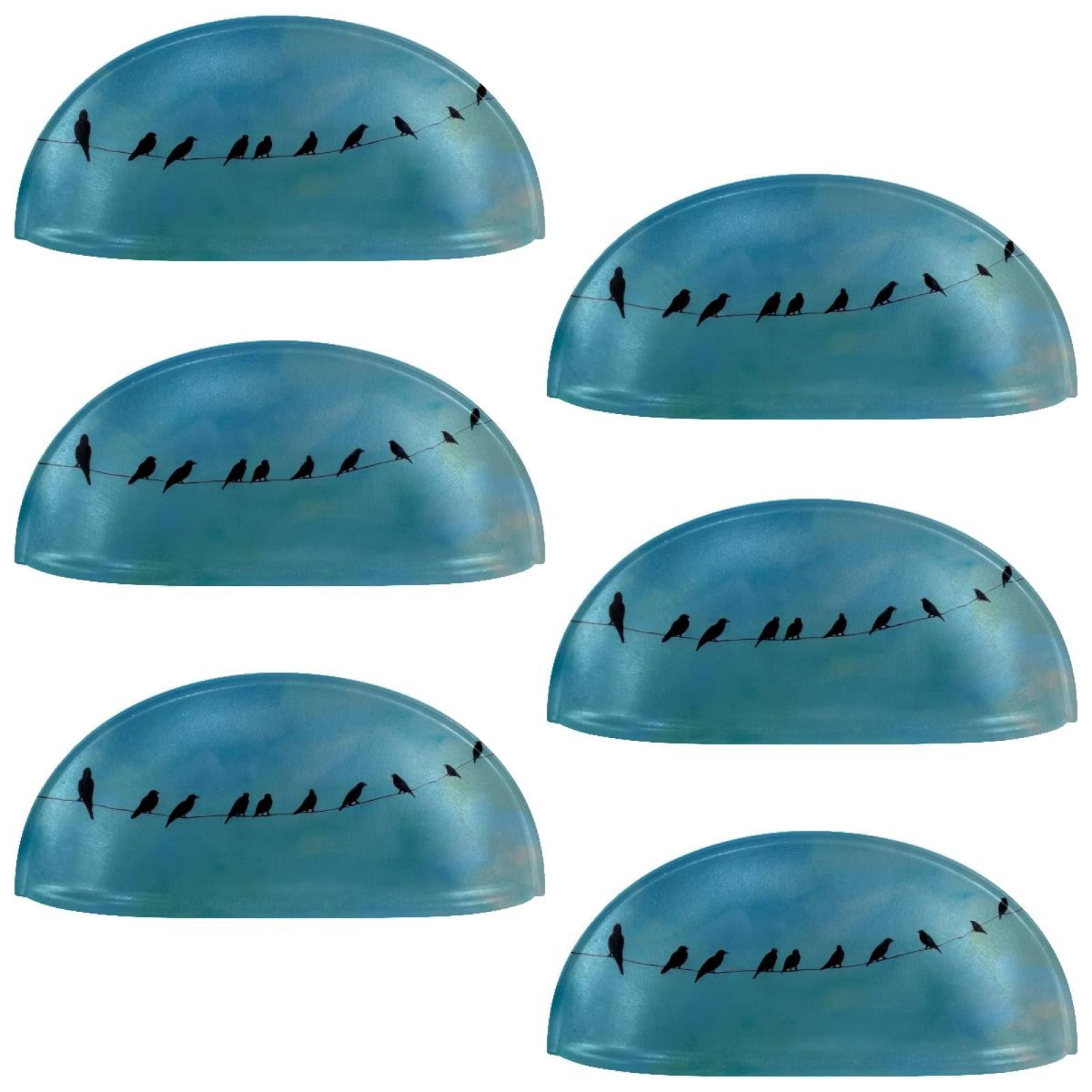 PhooArto 6 Pcs Cup Drawer Pulls, Birds Blue Sky Shell Shape Handles Cabinet Knobs for Dresser Cupboard Closet Wardrobe with Screws