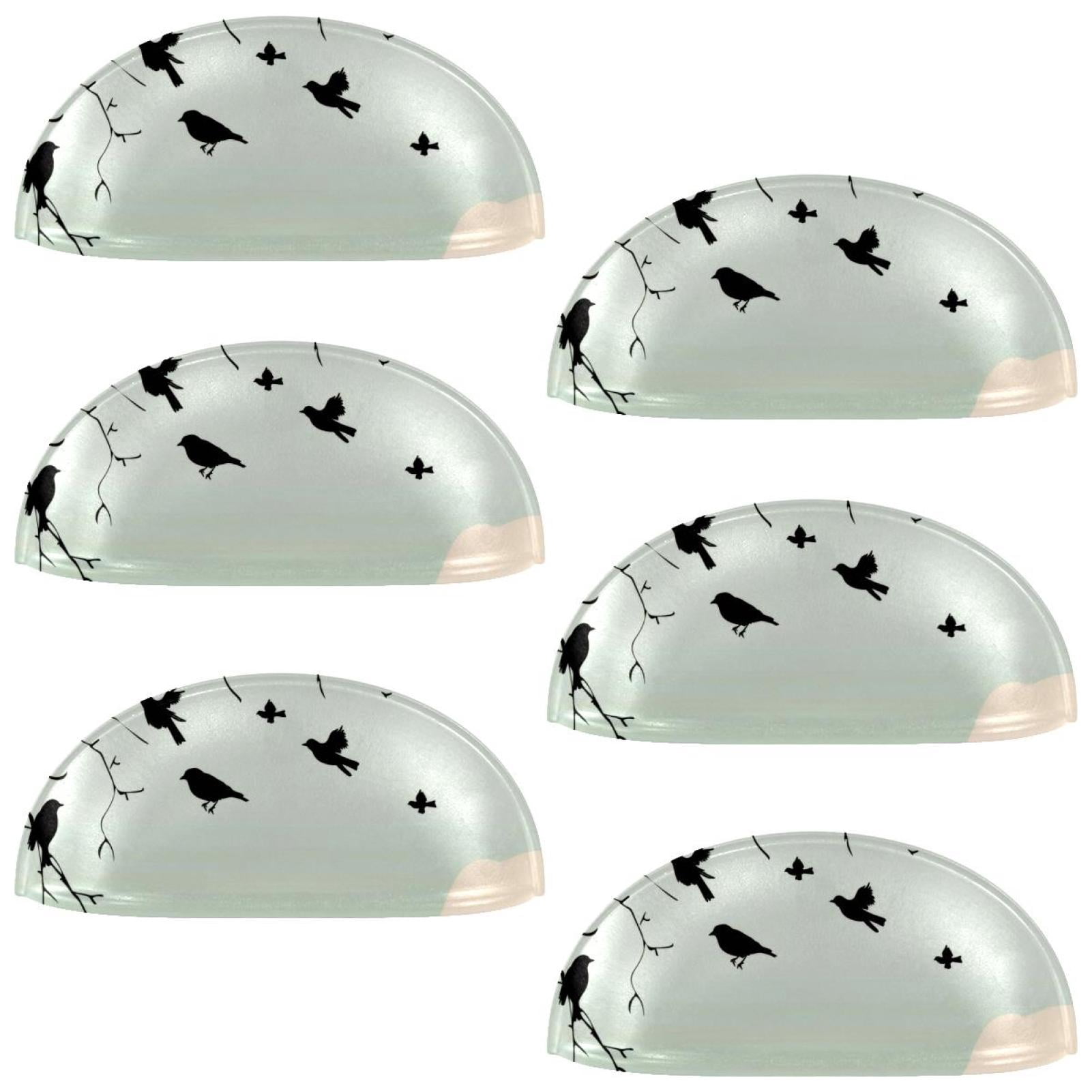 PhooArto 6 Pcs Cup Drawer Pulls, Birds Silhouette Shell Shape Handles Cabinet Knobs for Dresser Cupboard Closet Wardrobe with Screws