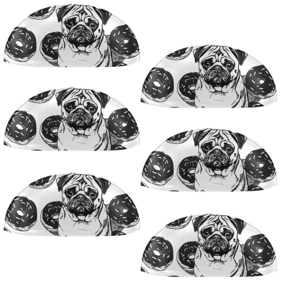 PhooArto 6 Pcs Cup Drawer Pulls, Black Donuts Pug Dog Shell Shape Handles Cabinet Knobs for Dresser Cupboard Closet Wardrobe with Screws