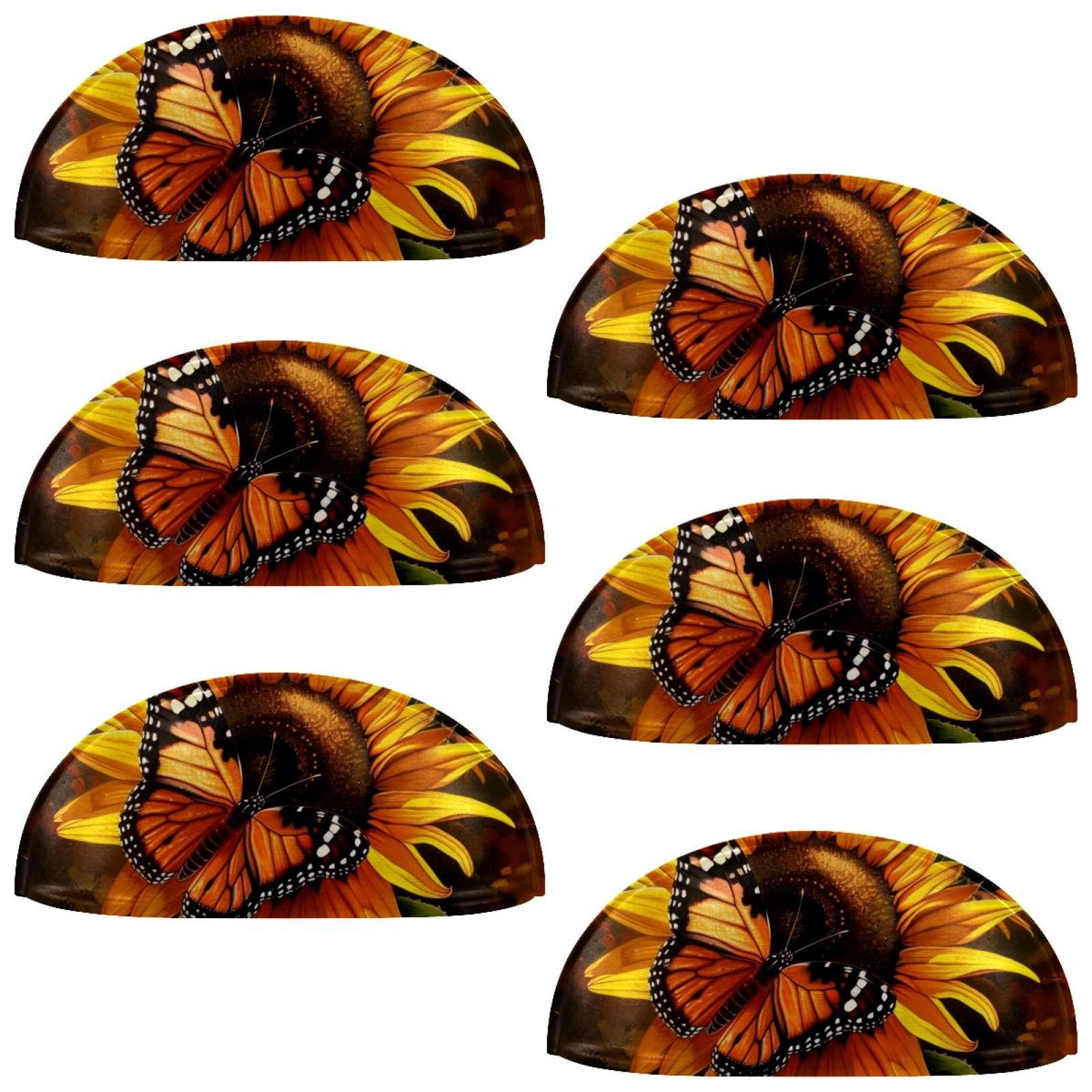 PhooArto 6 Pcs Cup Drawer Pulls, Blooming Sunflower Butterfly Shell Shape Handles Cabinet Knobs for Dresser Cupboard Closet Wardrobe with Screws