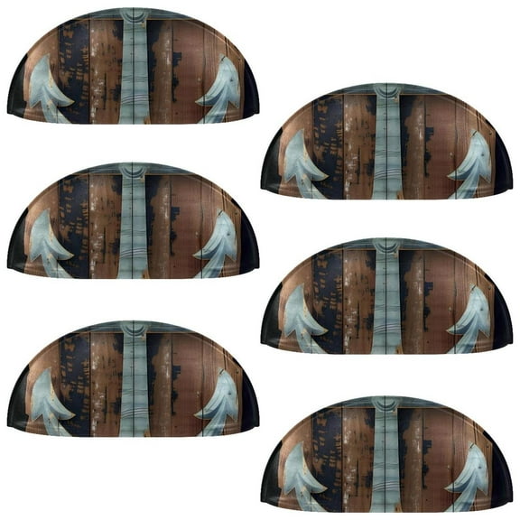 PhooArto 6 Pcs Cup Drawer Pulls, Blue Anchor Brown Wooden Shell Shape Handles Cabinet Knobs for Dresser Cupboard Closet Wardrobe with Screws