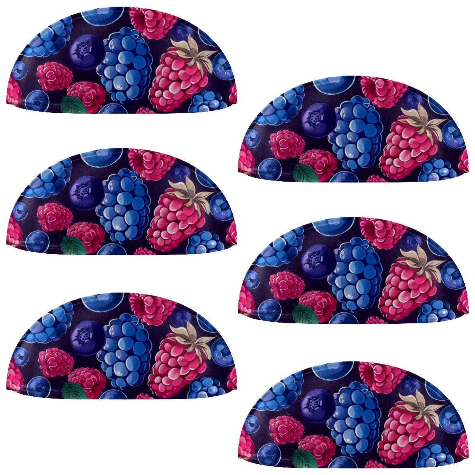 PhooArto 6 Pcs Cup Drawer Pulls, Blue Blueberry Red Raspberry Shell Shape Handles Cabinet Knobs for Dresser Cupboard Closet Wardrobe with Screws