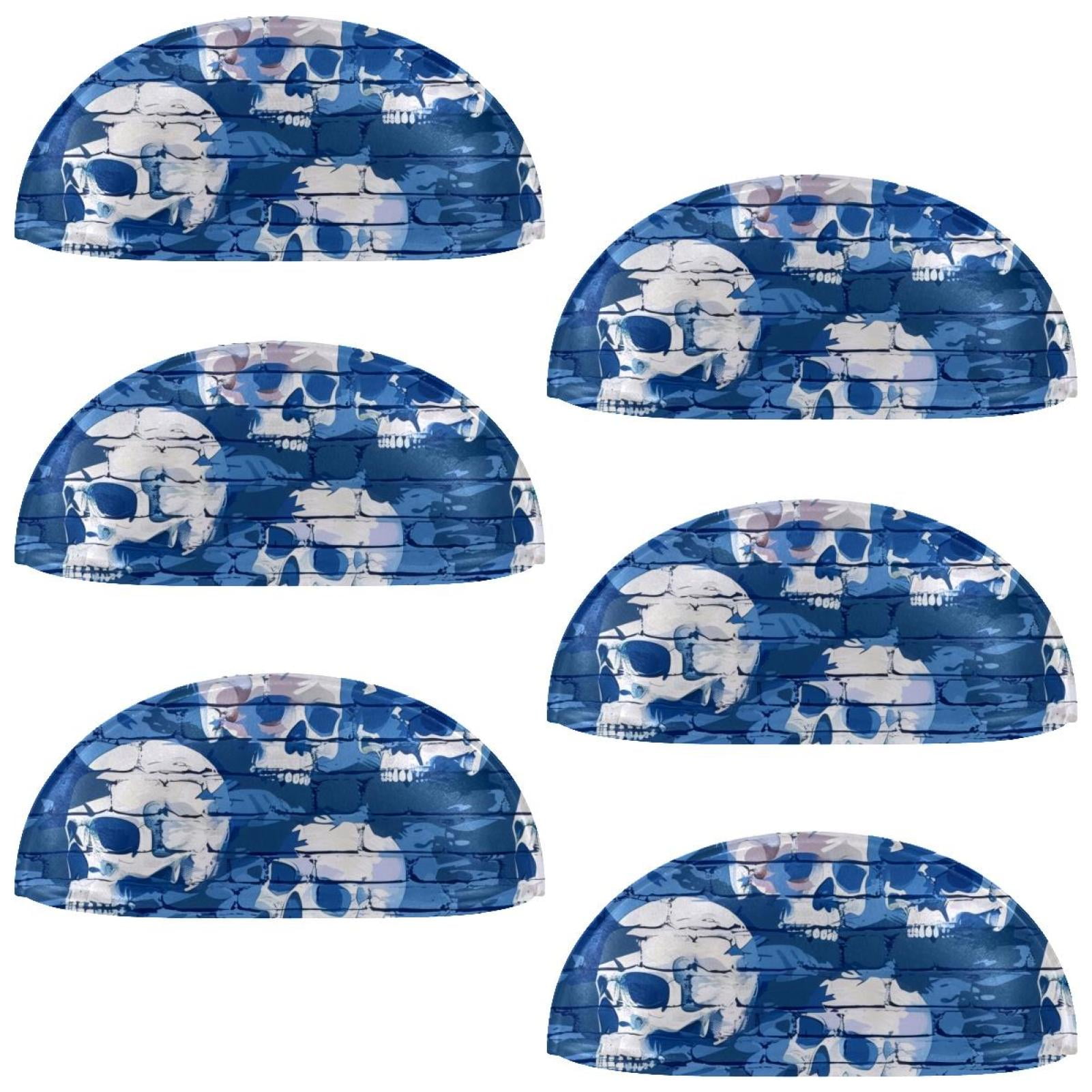 PhooArto 6 Pcs Cup Drawer Pulls, Blue Camouflage Skulls Pattern Shell Shape Handles Cabinet Knobs for Dresser Cupboard Closet Wardrobe with Screws