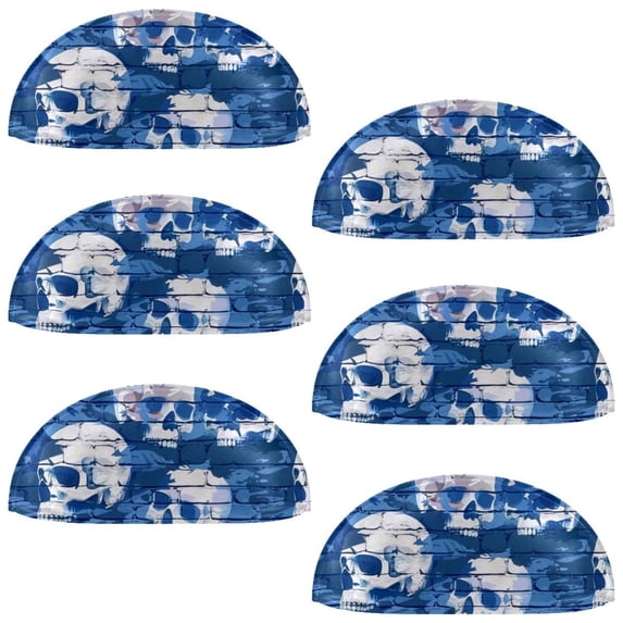 PhooArto 6 Pcs Cup Drawer Pulls, Blue Camouflage Skulls Pattern Shell Shape Handles Cabinet Knobs for Dresser Cupboard Closet Wardrobe with Screws