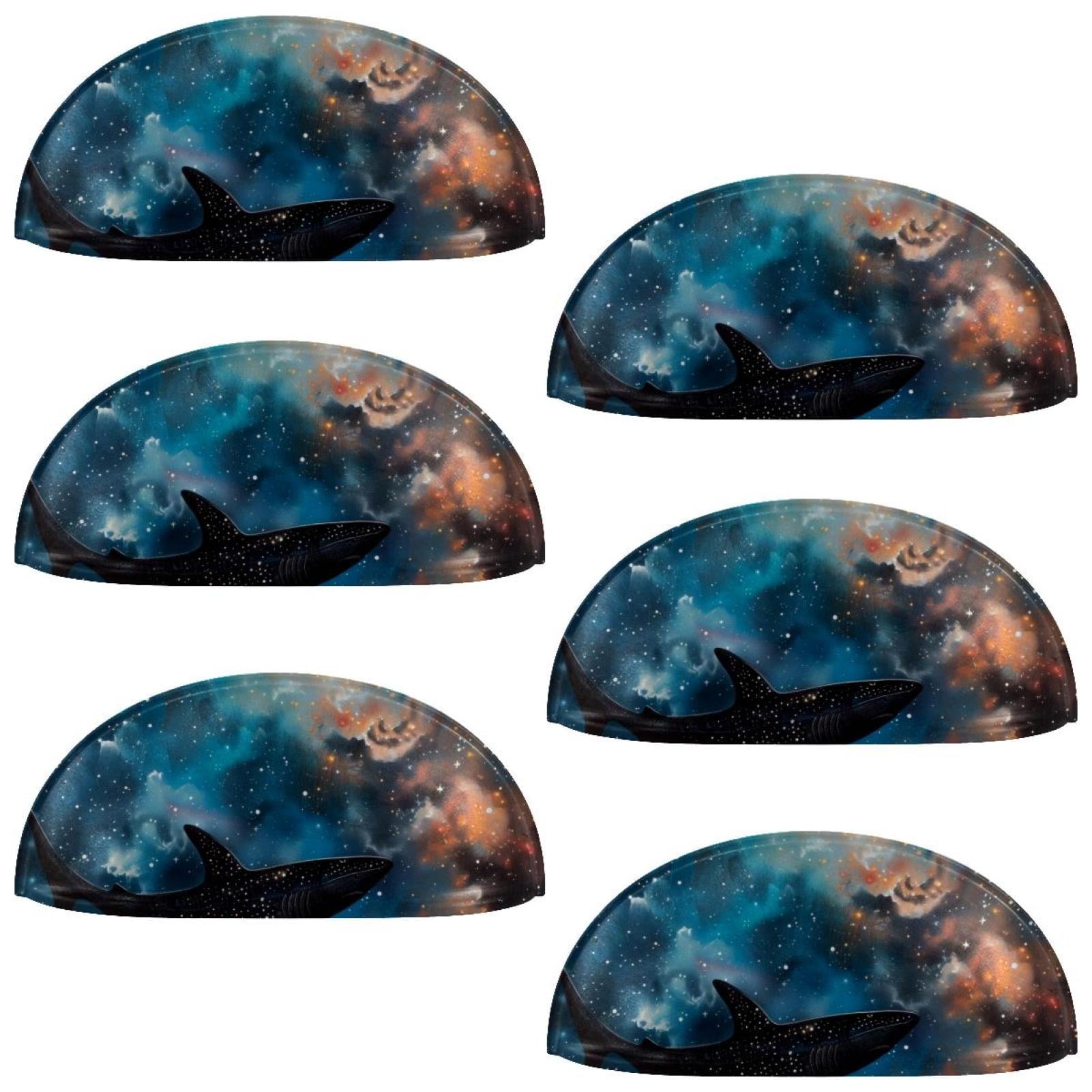 PhooArto 6 Pcs Cup Drawer Pulls, Blue Galaxy Swim Shark Shell Shape Handles Cabinet Knobs for Dresser Cupboard Closet Wardrobe with Screws