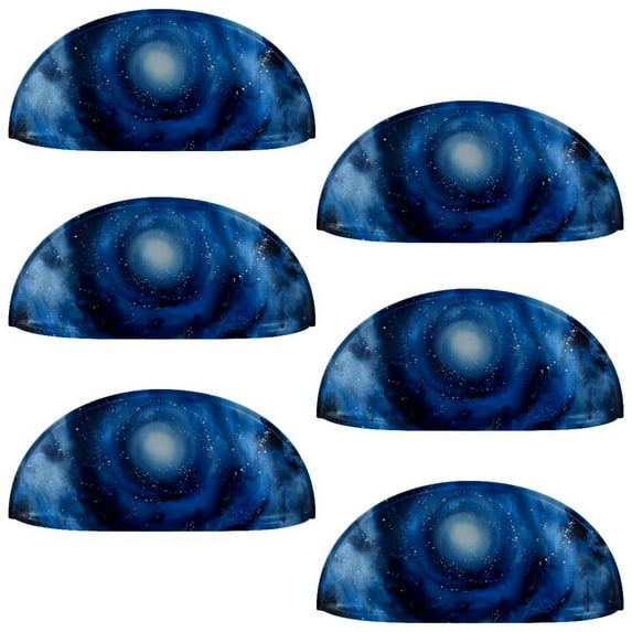 PhooArto 6 Pcs Cup Drawer Pulls, Blue Galaxy Swirl Pattern Shell Shape Handles Cabinet Knobs for Dresser Cupboard Closet Wardrobe with Screws