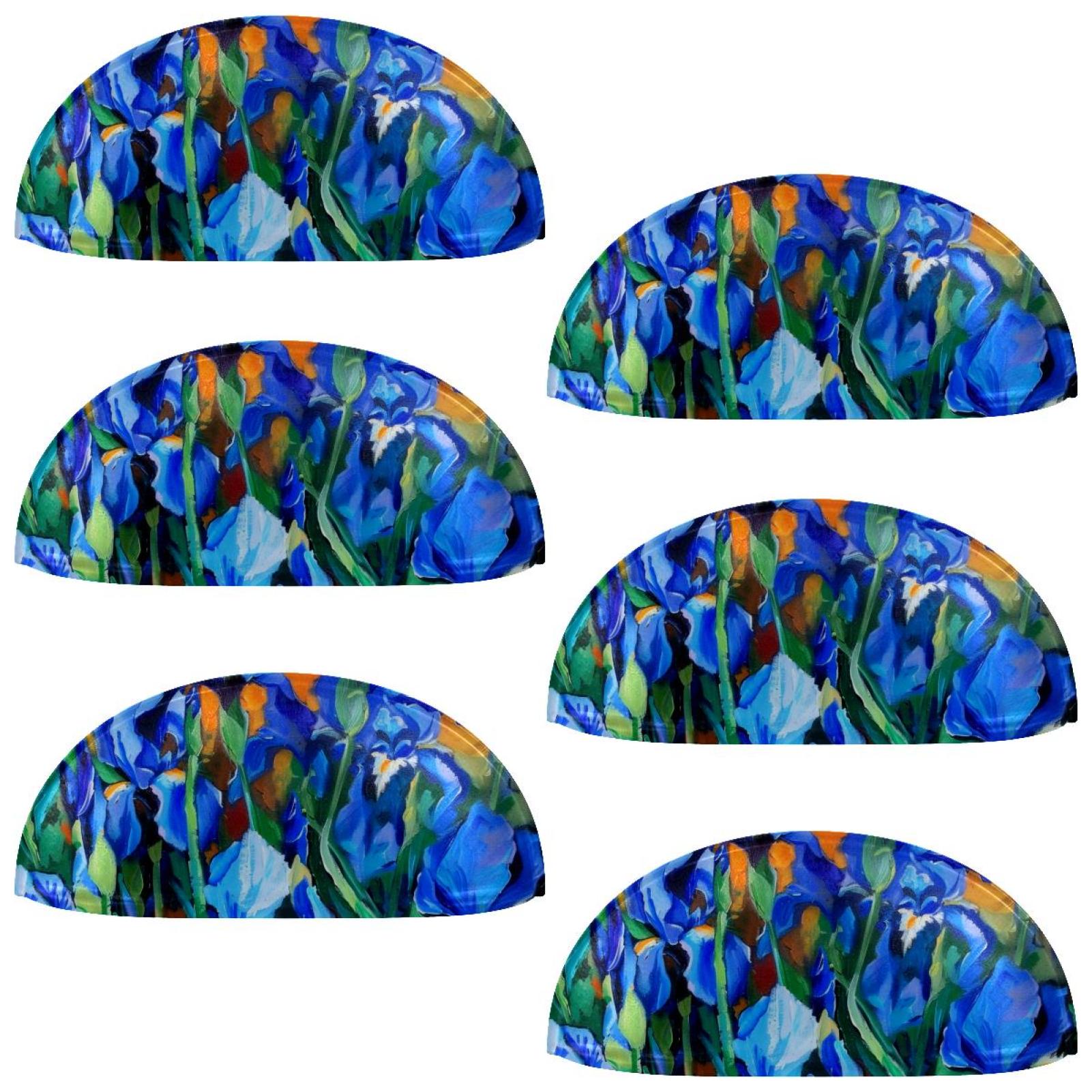 PhooArto 6 Pcs Cup Drawer Pulls, Blue Irises Art Painting Shell Shape Handles Cabinet Knobs for Dresser Cupboard Closet Wardrobe with Screws