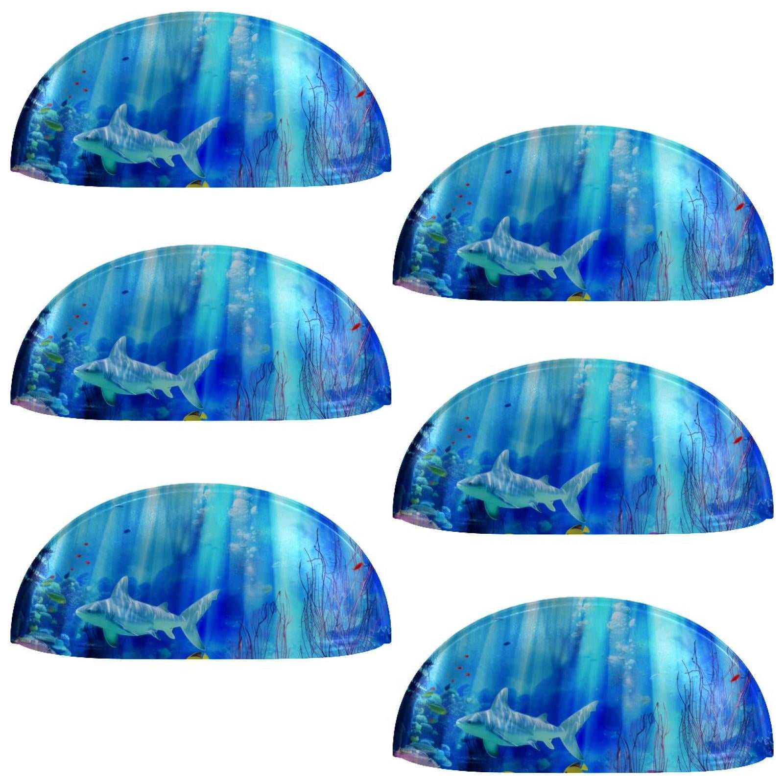 PhooArto 6 Pcs Cup Drawer Pulls, Blue Ocean Seaworld Marine Life Shell Shape Handles Cabinet Knobs for Dresser Cupboard Closet Wardrobe with Screws