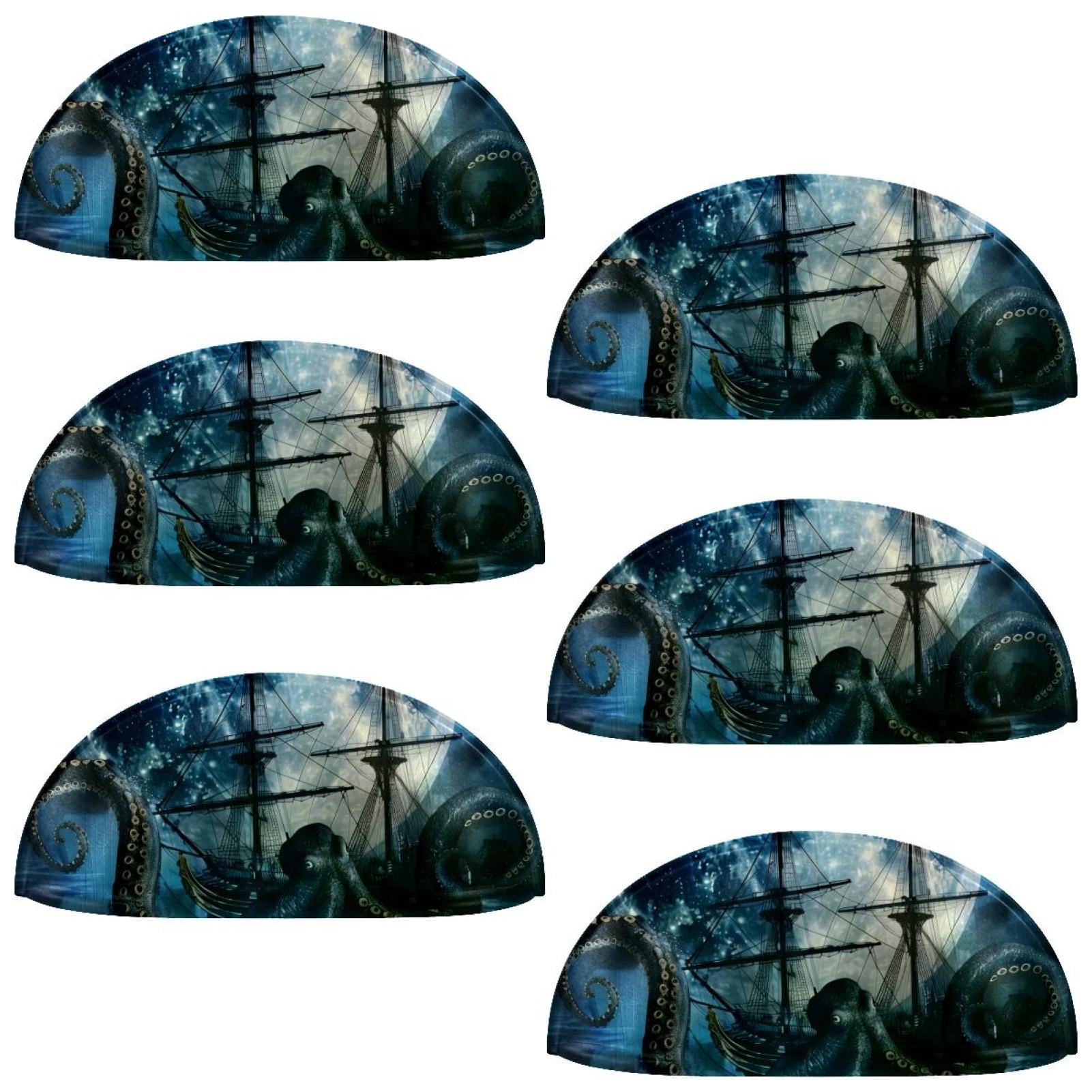 PhooArto 6 Pcs Cup Drawer Pulls, Blue Octopus Ocean Ship Moon Shell Shape Handles Cabinet Knobs for Dresser Cupboard Closet Wardrobe with Screws