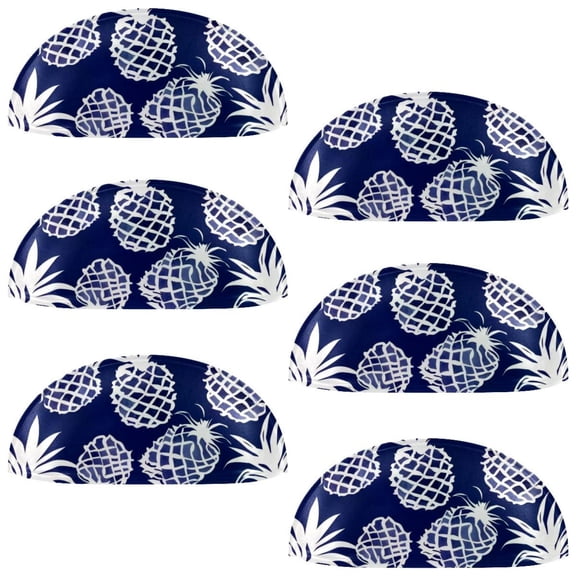 PhooArto 6 Pcs Cup Drawer Pulls, Blue Pineapple Pattern Shell Shape Handles Cabinet Knobs for Dresser Cupboard Closet Wardrobe with Screws