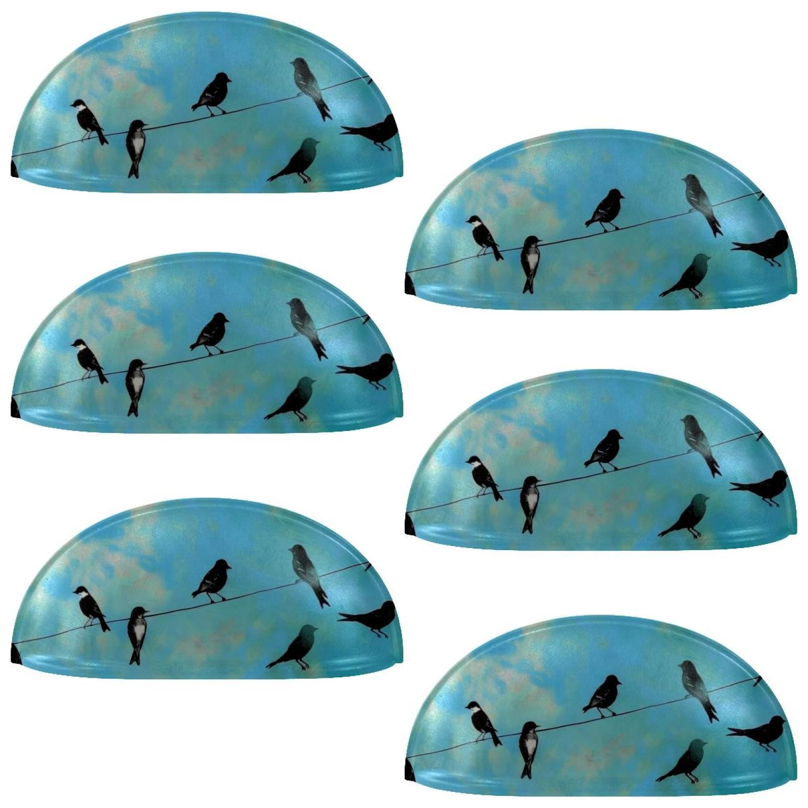 PhooArto 6 Pcs Cup Drawer Pulls, Blue Sky Birds Shell Shape Handles Cabinet Knobs for Dresser Cupboard Closet Wardrobe with Screws