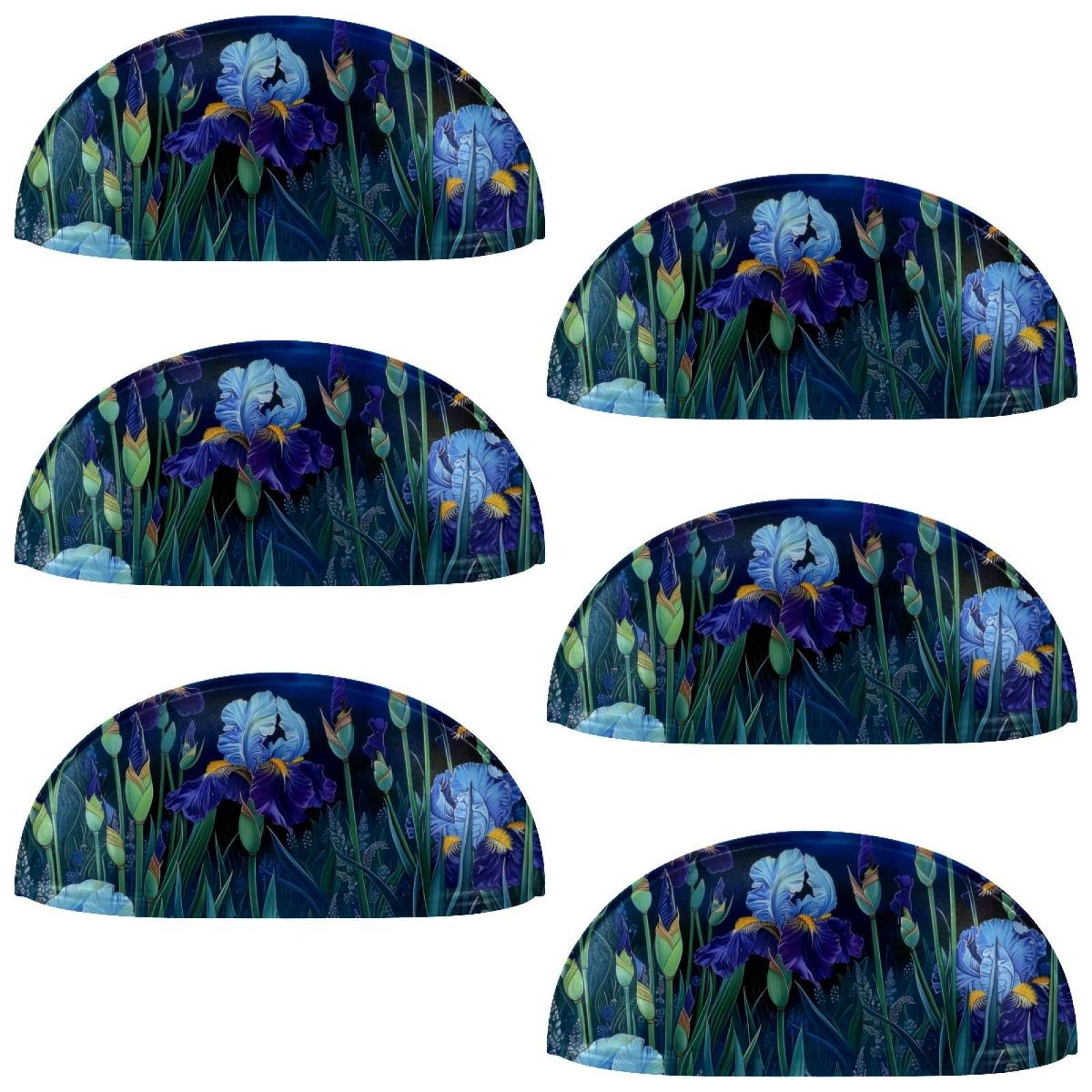 PhooArto 6 Pcs Cup Drawer Pulls, Blue Sky abd Irises Shell Shape Handles Cabinet Knobs for Dresser Cupboard Closet Wardrobe with Screws