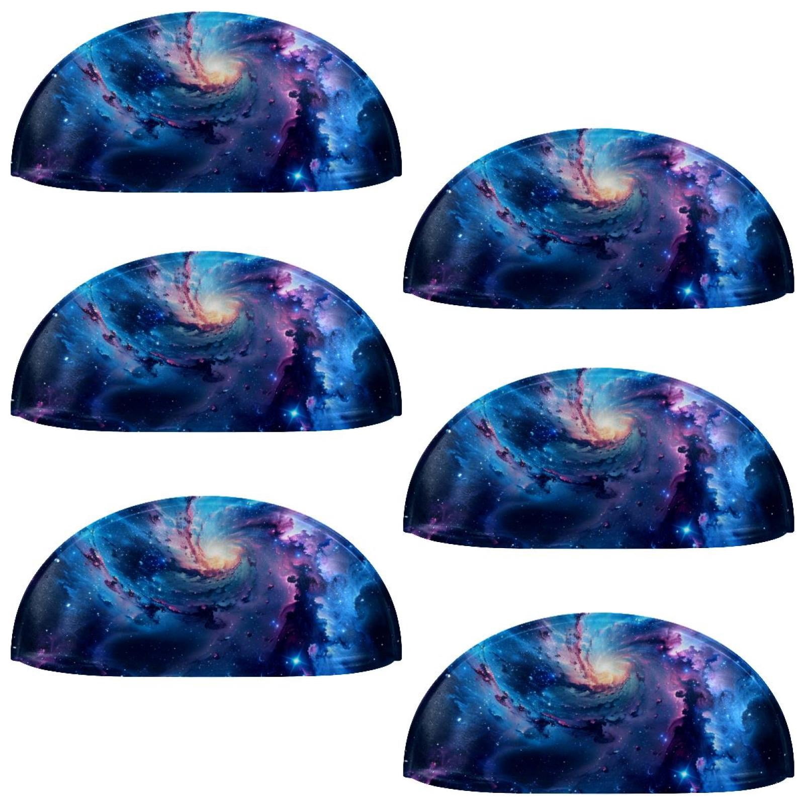 PhooArto 6 Pcs Cup Drawer Pulls, Blue Space Galaxy Constellation Shell Shape Handles Cabinet Knobs for Dresser Cupboard Closet Wardrobe with Screws