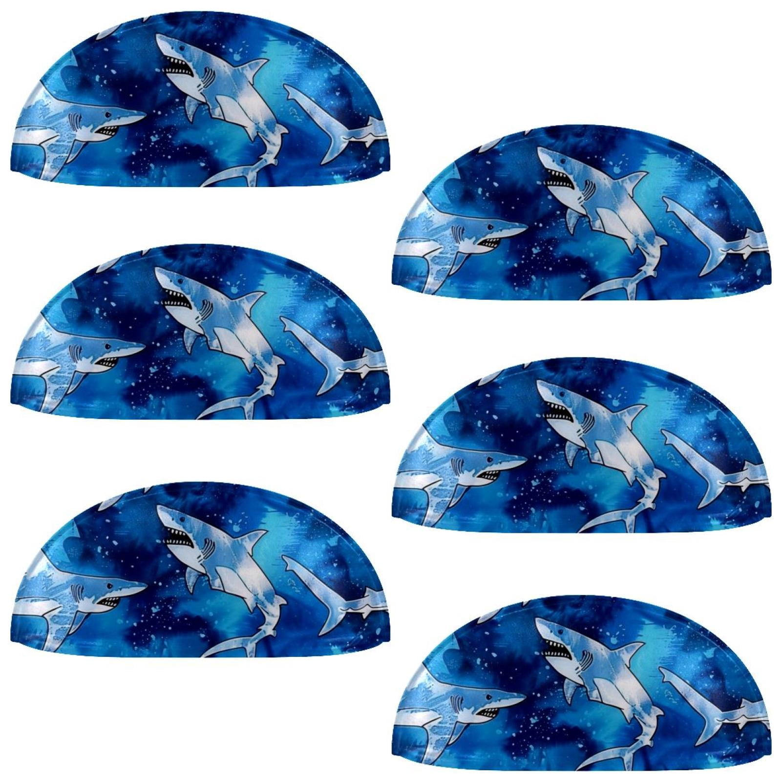 PhooArto 6 Pcs Cup Drawer Pulls, Blue Tie Dye Sharks Pattern Shell Shape Handles Cabinet Knobs for Dresser Cupboard Closet Wardrobe with Screws