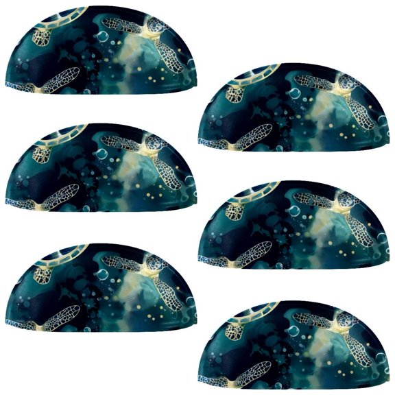 PhooArto 6 Pcs Cup Drawer Pulls, Blue Turtle Bubble Pattern Shell Shape Handles Cabinet Knobs for Dresser Cupboard Closet Wardrobe with Screws