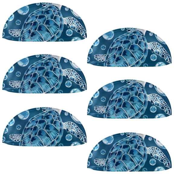 PhooArto 6 Pcs Cup Drawer Pulls, Blue Turtle Bubbles Pattern Shell Shape Handles Cabinet Knobs for Dresser Cupboard Closet Wardrobe with Screws