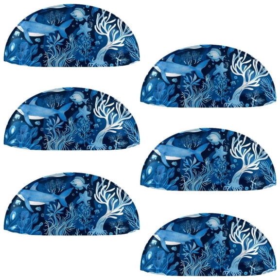 PhooArto 6 Pcs Cup Drawer Pulls, Blue Underwater Sea Life Pattern Shell Shape Handles Cabinet Knobs for Dresser Cupboard Closet Wardrobe with Screws