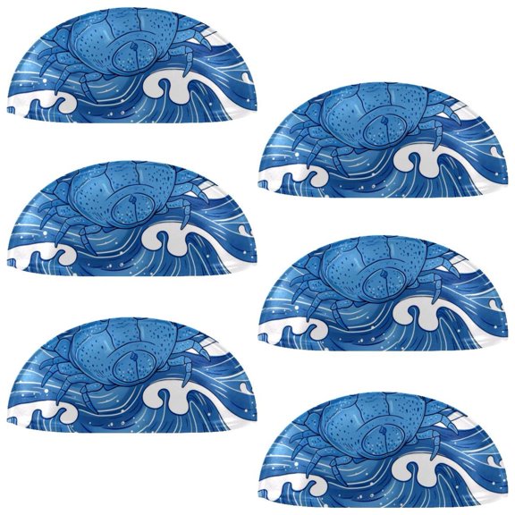 PhooArto 6 Pcs Cup Drawer Pulls, Blue Wave Carb Sea Pattern Shell Shape Handles Cabinet Knobs for Dresser Cupboard Closet Wardrobe with Screws