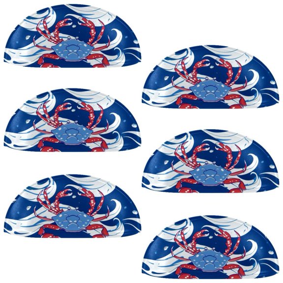 PhooArto 6 Pcs Cup Drawer Pulls, Blue Wave Cute Crab Pattern Shell Shape Handles Cabinet Knobs for Dresser Cupboard Closet Wardrobe with Screws