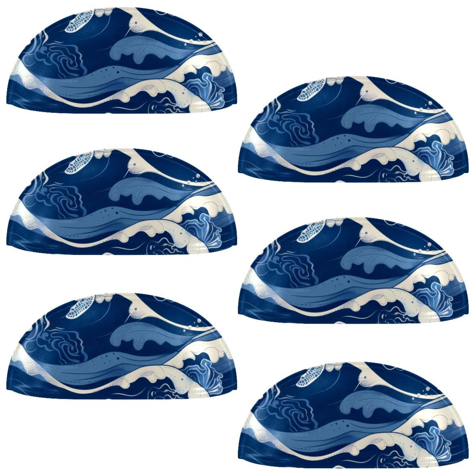 PhooArto 6 Pcs Cup Drawer Pulls, Blue Wave Sea Turtle Pattern Shell Shape Handles Cabinet Knobs for Dresser Cupboard Closet Wardrobe with Screws