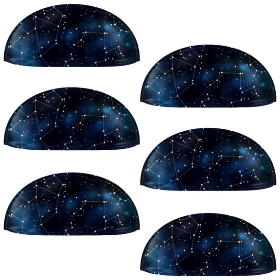 PhooArto 6 Pcs Cup Drawer Pulls, Blue Zodiac Stars Spot Connection Shell Shape Handles Cabinet Knobs for Dresser Cupboard Closet Wardrobe with Screws