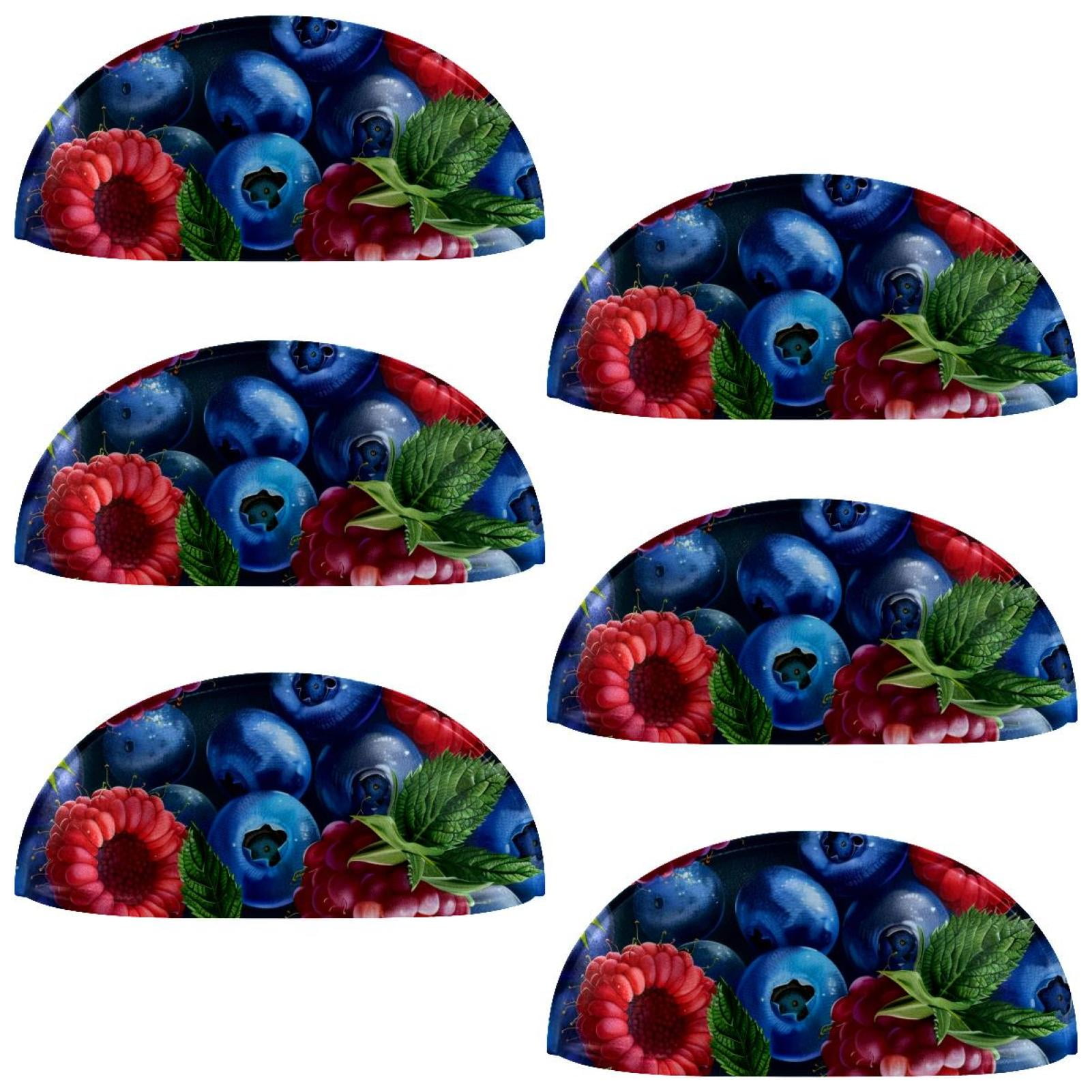 PhooArto 6 Pcs Cup Drawer Pulls, Blueberry Raspberry Pattern Shell Shape Handles Cabinet Knobs for Dresser Cupboard Closet Wardrobe with Screws
