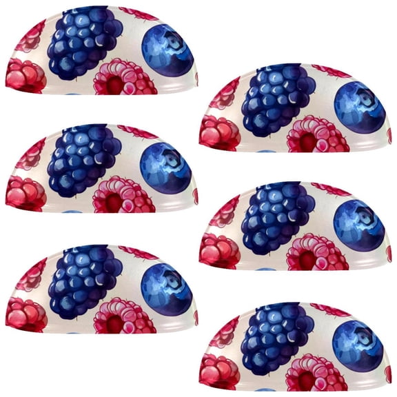 PhooArto 6 Pcs Cup Drawer Pulls, Blueberry Raspberry Patterns Shell Shape Handles Cabinet Knobs for Dresser Cupboard Closet Wardrobe with Screws
