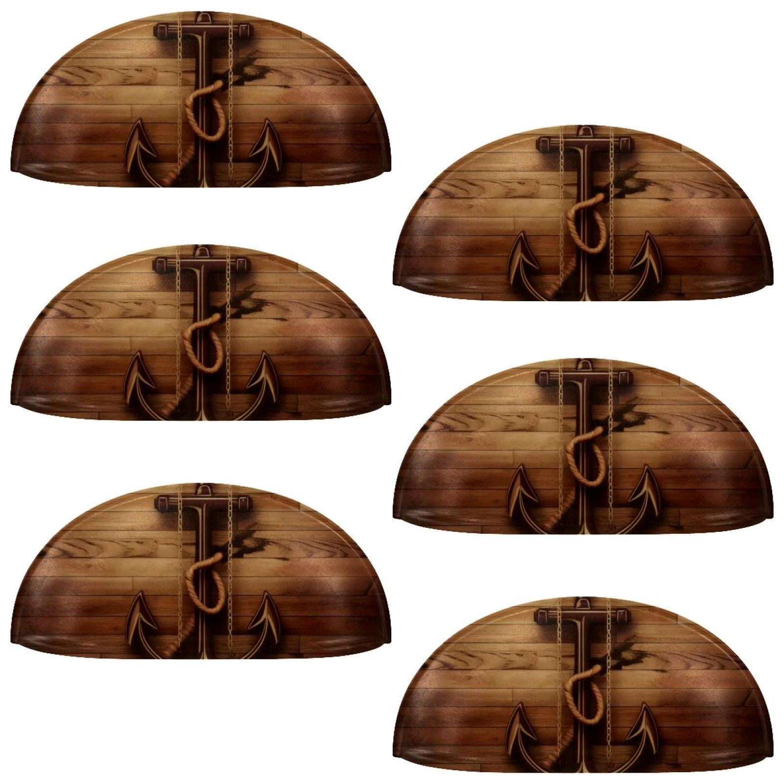 PhooArto 6 Pcs Cup Drawer Pulls, Brown Wooden Board Anchor Shell Shape Handles Cabinet Knobs for Dresser Cupboard Closet Wardrobe with Screws