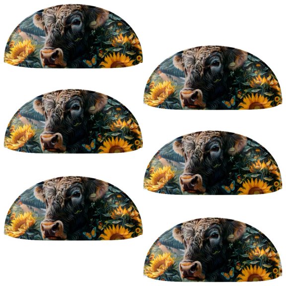 PhooArto 6 Pcs Cup Drawer Pulls, Bull Sunflowers Butterflies Shell Shape Handles Cabinet Knobs for Dresser Cupboard Closet Wardrobe with Screws