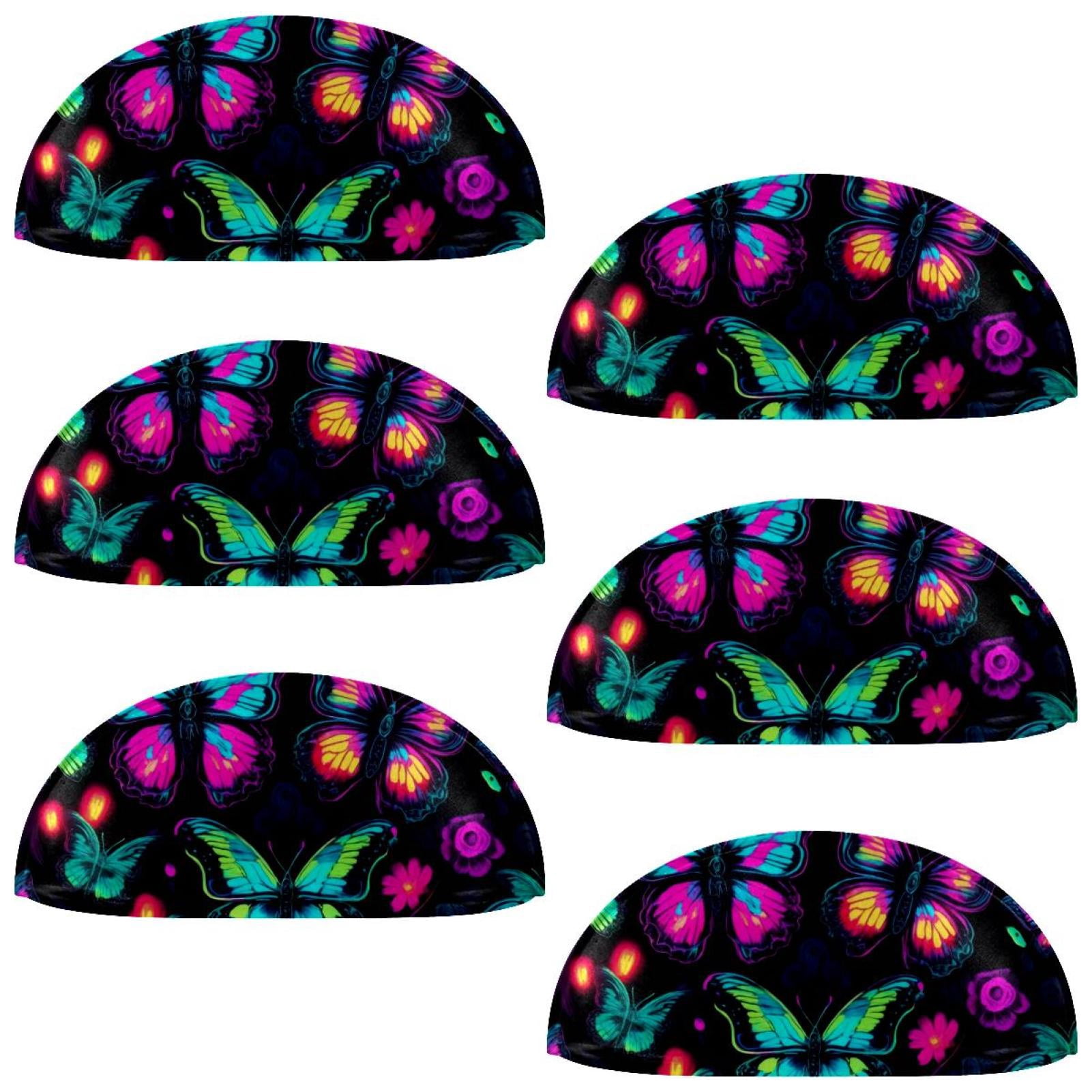 PhooArto 6 Pcs Cup Drawer Pulls, Butterflies Colorful Pattern Shell Shape Handles Cabinet Knobs for Dresser Cupboard Closet Wardrobe with Screws