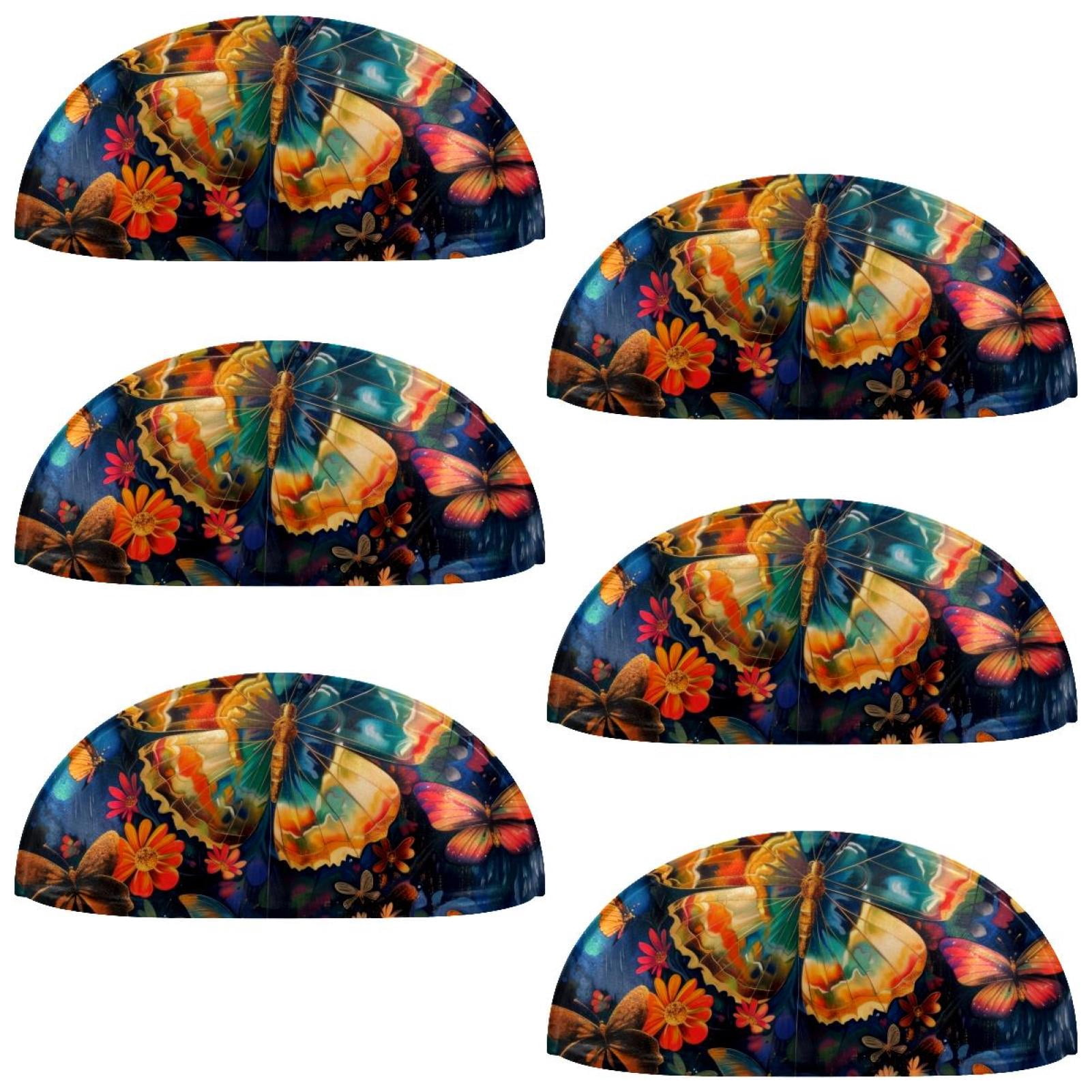 PhooArto 6 Pcs Cup Drawer Pulls, Butterfly Flower Art Pattern Shell Shape Handles Cabinet Knobs for Dresser Cupboard Closet Wardrobe with Screws