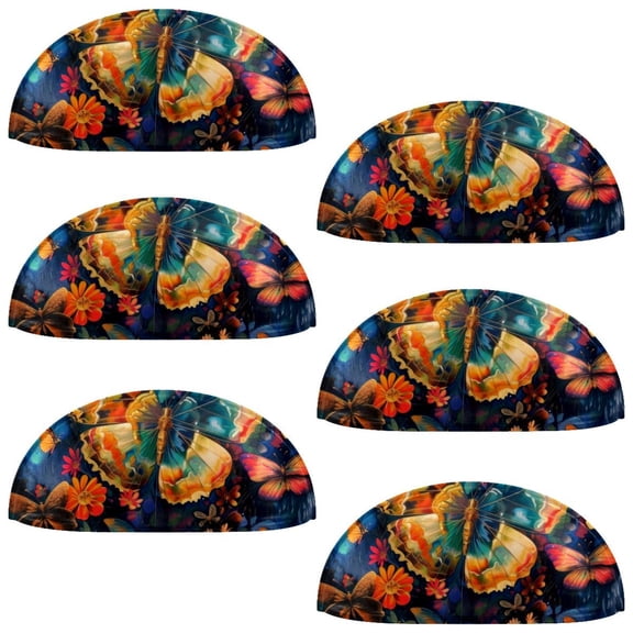 PhooArto 6 Pcs Cup Drawer Pulls, Butterfly Flower Art Pattern Shell Shape Handles Cabinet Knobs for Dresser Cupboard Closet Wardrobe with Screws