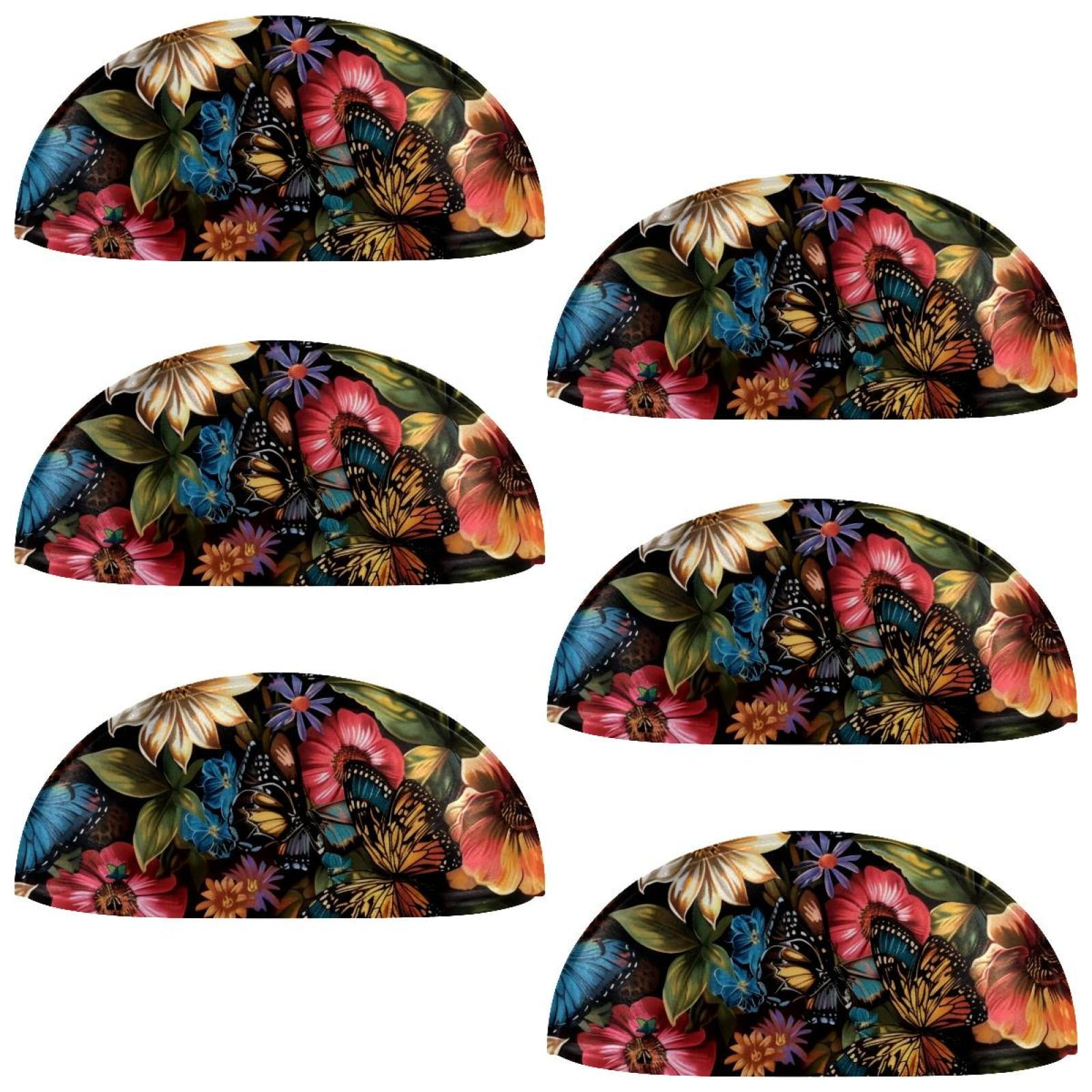 PhooArto 6 Pcs Cup Drawer Pulls, Butterfly Flowers Leopard Shell Shape Handles Cabinet Knobs for Dresser Cupboard Closet Wardrobe with Screws