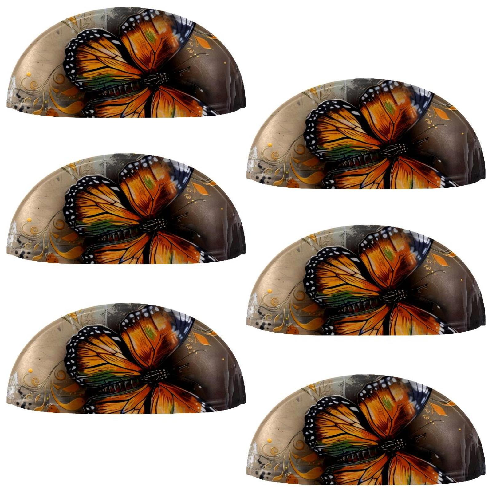 PhooArto 6 Pcs Cup Drawer Pulls, Butterfly Oil Painting Shell Shape Handles Cabinet Knobs for Dresser Cupboard Closet Wardrobe with Screws