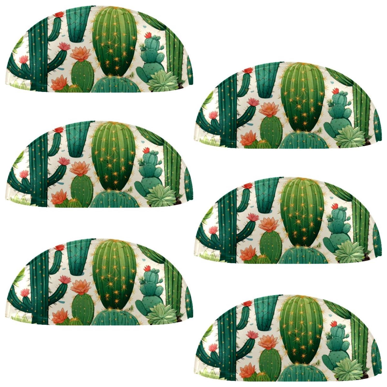 PhooArto 6 Pcs Cup Drawer Pulls, Cacti Cactus Pattern Shell Shape Handles Cabinet Knobs for Dresser Cupboard Closet Wardrobe with Screws
