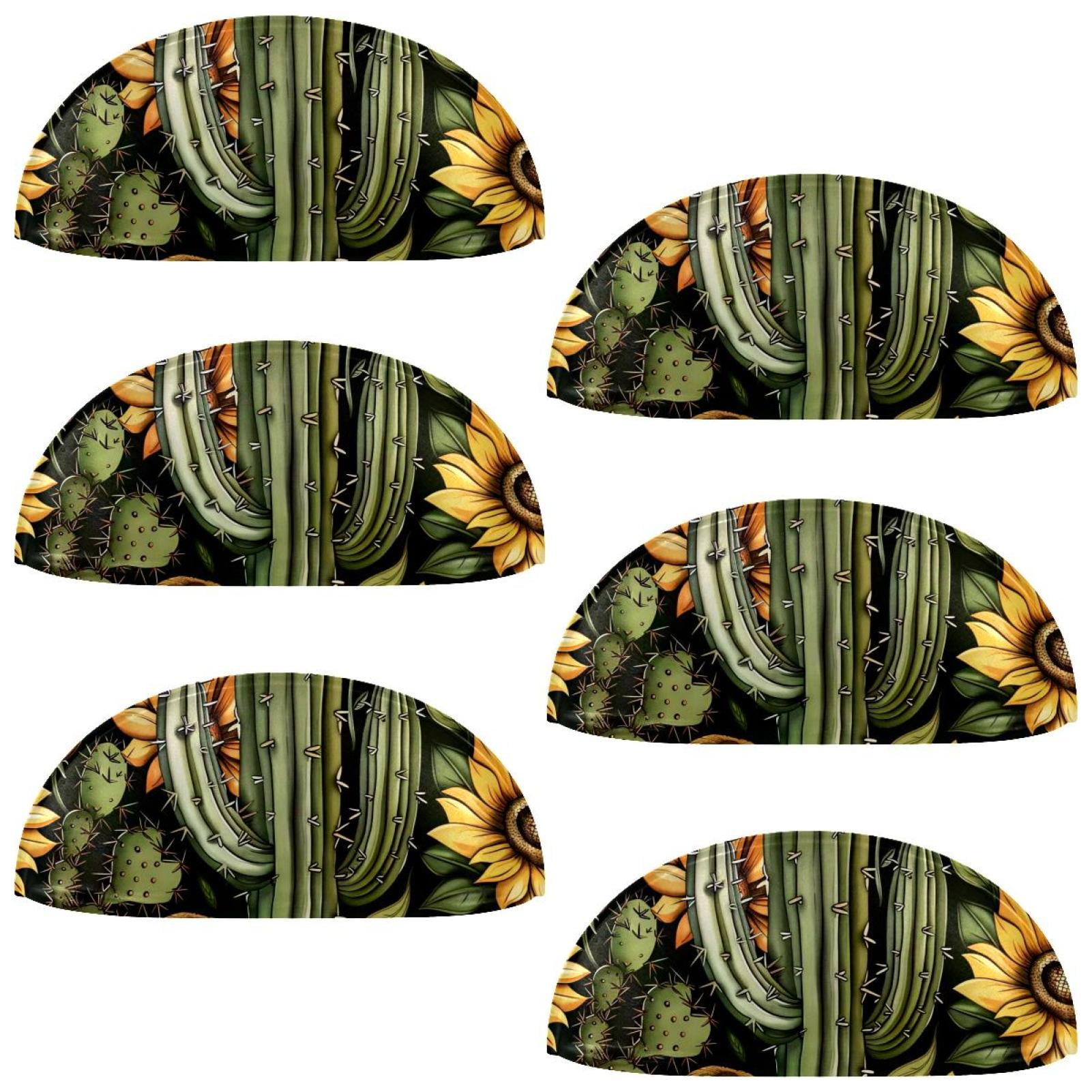 PhooArto 6 Pcs Cup Drawer Pulls, Cactu Sunflower Pattern Shell Shape Handles Cabinet Knobs for Dresser Cupboard Closet Wardrobe with Screws