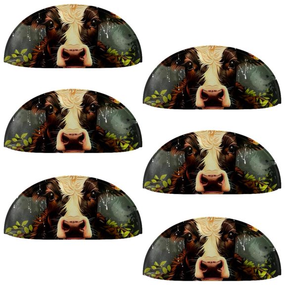 PhooArto 6 Pcs Cup Drawer Pulls, Calf Cow with Flowers Wreath Shell Shape Handles Cabinet Knobs for Dresser Cupboard Closet Wardrobe with Screws