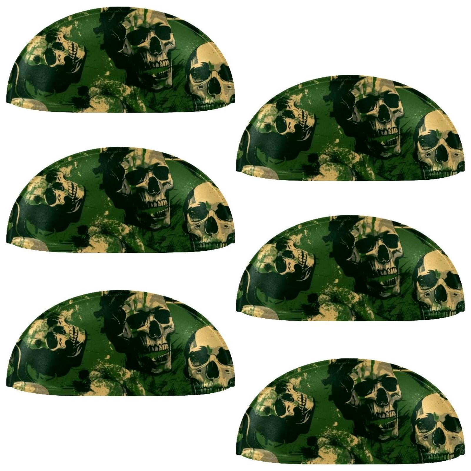 PhooArto 6 Pcs Cup Drawer Pulls, Camouflage Skull Dollar Pattern Shell Shape Handles Cabinet Knobs for Dresser Cupboard Closet Wardrobe with Screws