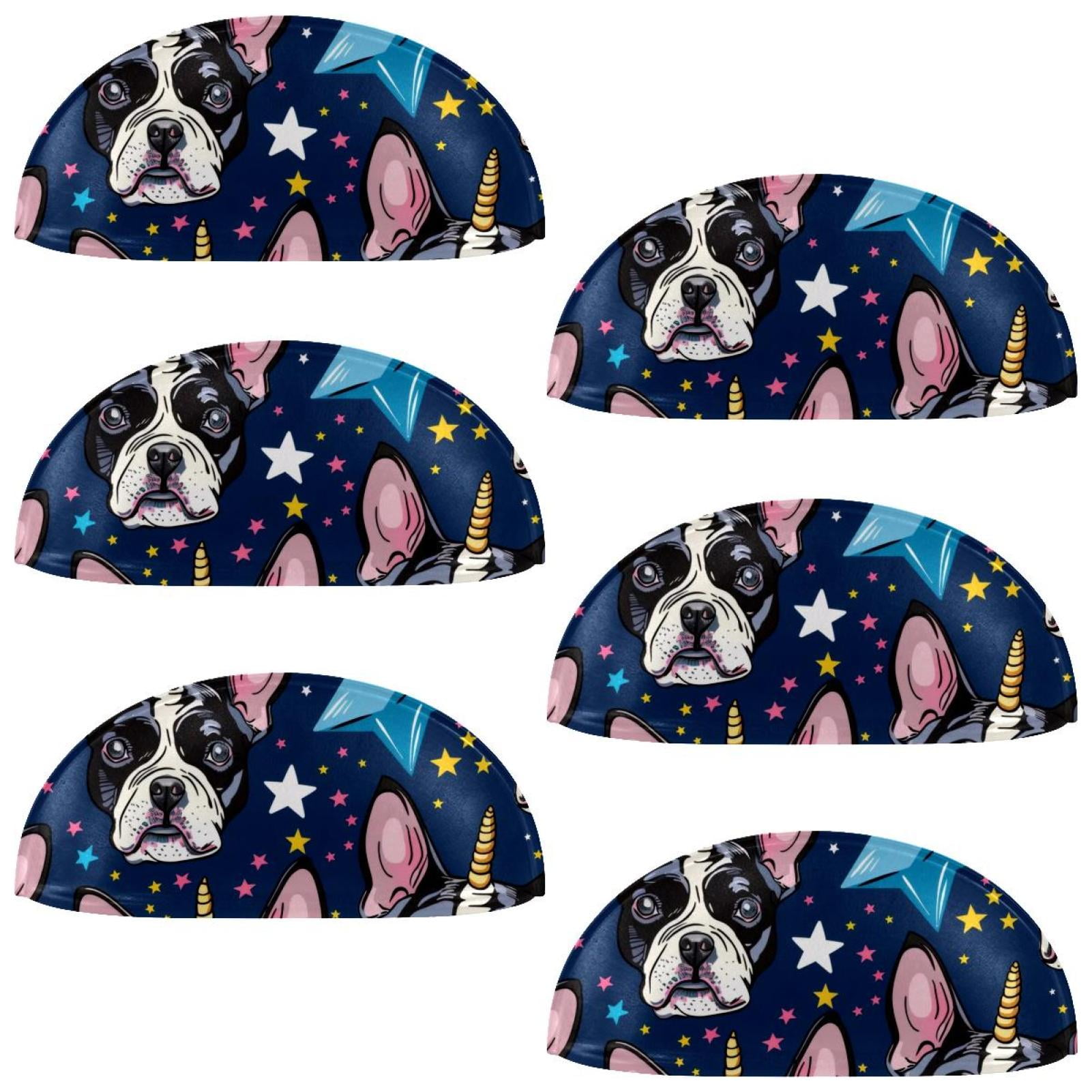 PhooArto 6 Pcs Cup Drawer Pulls, Cartoon Boston Terriers Unicorn Pattern Shell Shape Handles Cabinet Knobs for Dresser Cupboard Closet Wardrobe with Screws