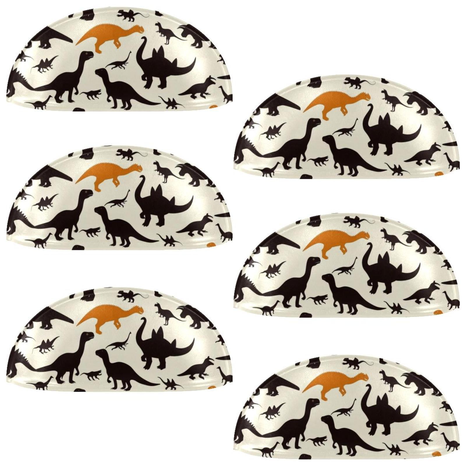 PhooArto 6 Pcs Cup Drawer Pulls, Cartoon Dinosaur Silhouettes Pattern Shell Shape Handles Cabinet Knobs for Dresser Cupboard Closet Wardrobe with Screws