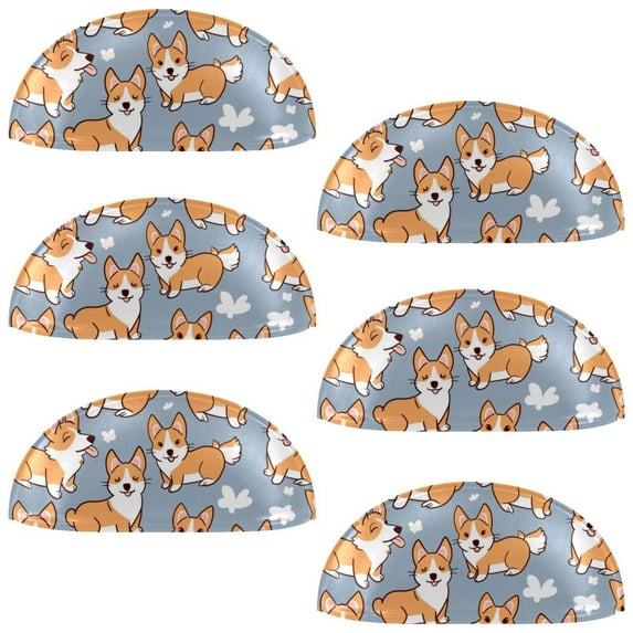 PhooArto 6 Pcs Cup Drawer Pulls, Cartoon Dog Corgis Pattern Shell Shape Handles Cabinet Knobs for Dresser Cupboard Closet Wardrobe with Screws