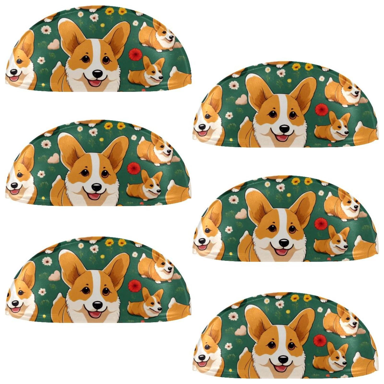 PhooArto 6 Pcs Cup Drawer Pulls, Cartoon Dog Cute Corgis Pattern Shell Shape Handles Cabinet Knobs for Dresser Cupboard Closet Wardrobe with Screws