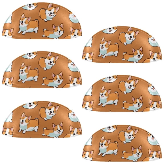 PhooArto 6 Pcs Cup Drawer Pulls, Cartoon Dog Cute Corgis Pattern Shell Shape Handles Cabinet Knobs for Dresser Cupboard Closet Wardrobe with Screws