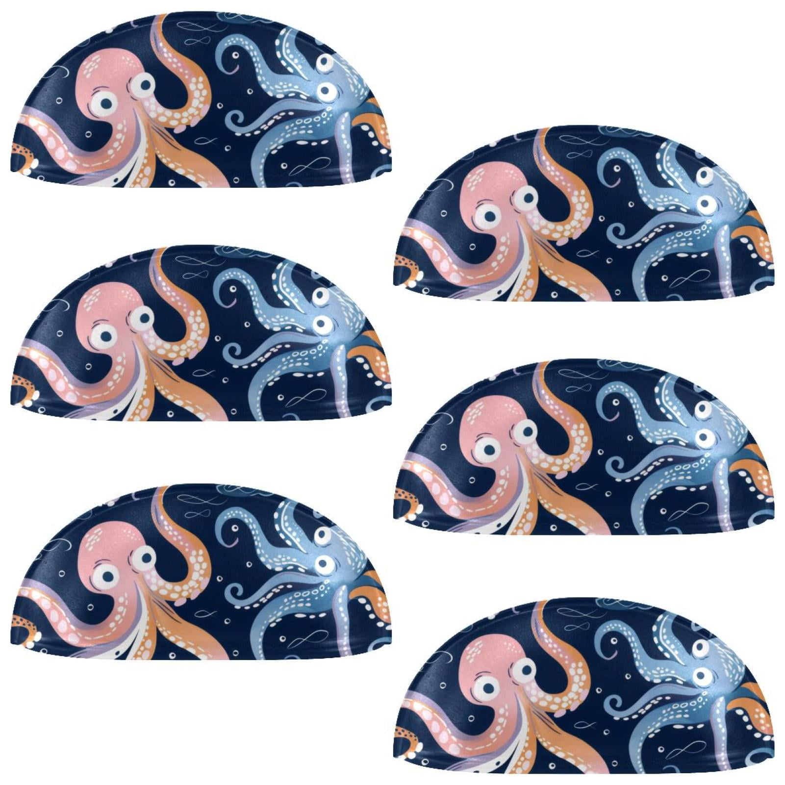 PhooArto 6 Pcs Cup Drawer Pulls, Cartoon Octopus Wave Pattern Shell Shape Handles Cabinet Knobs for Dresser Cupboard Closet Wardrobe with Screws