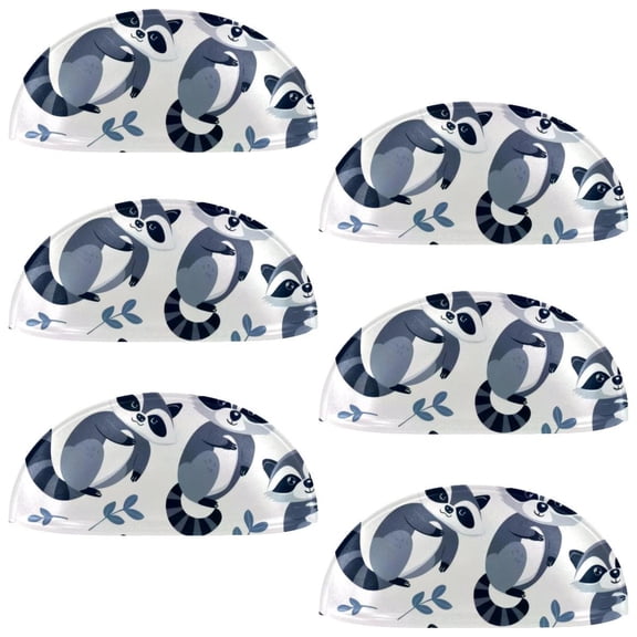 PhooArto 6 Pcs Cup Drawer Pulls, Cartoon Raccoons Patterns Shell Shape Handles Cabinet Knobs for Dresser Cupboard Closet Wardrobe with Screws