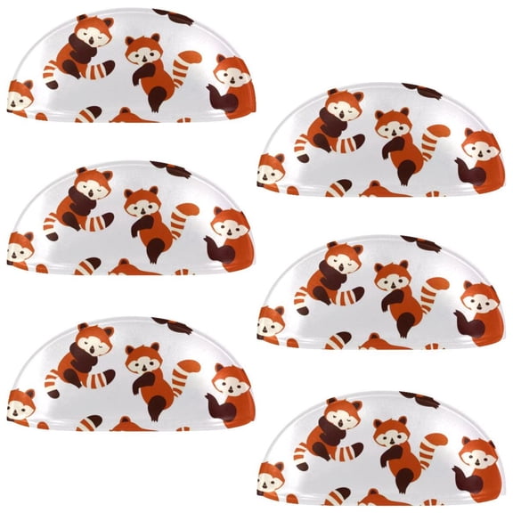 PhooArto 6 Pcs Cup Drawer Pulls, Cartoon Red Panda Pattern Shell Shape Handles Cabinet Knobs for Dresser Cupboard Closet Wardrobe with Screws